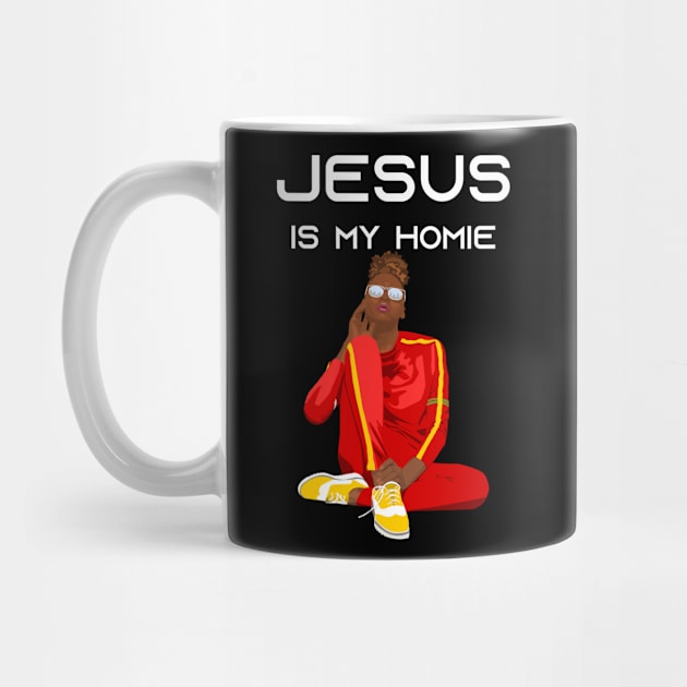 Jesus Is My Homie Model Wearing Red Athletic Outfit by Isan Creative Designs